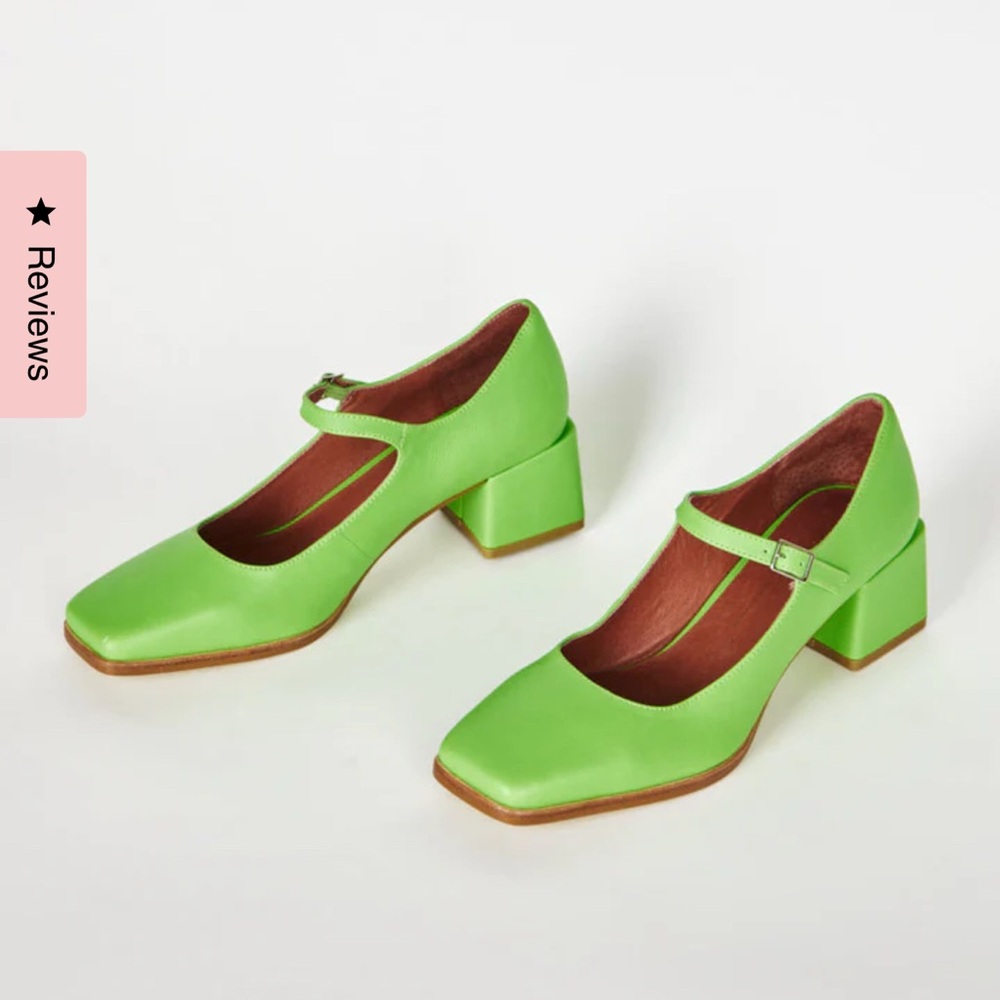 INTENTIONALLY BLANK Green Block Heel Mary Janes Size 7